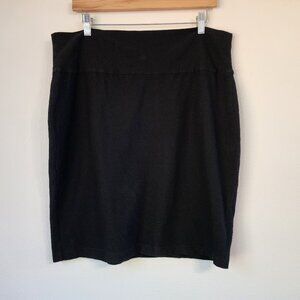 Eileen Fisher Mini Skirt Slim Fit Stretch Crepe Pullon Sz L Black Minimalis